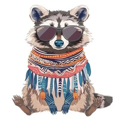 Wall Mural - Raccoons cartoon Bohemian