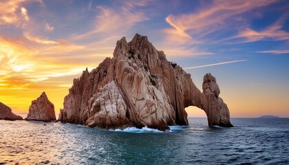Wall Mural - evening sky over lands end and the arch in cabos mexico