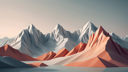 Impressive mountain landscape colored illustration Generative AI