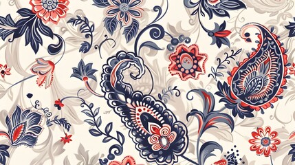 Wall Mural - Paisley ethnic patterns design floral pattern with paisley and indian flower motifs. damask style pattern for textil and decoration
