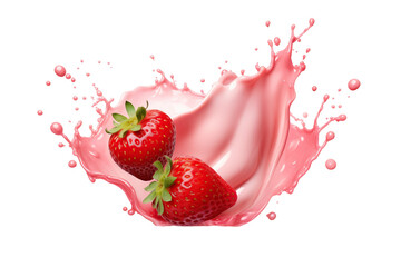 Wall Mural - Strawberries with milk or yogurt splash