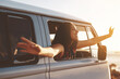 © Nikish Hiraman/peopleimages.com - Road trip, woman and freedom in car with smile, van and travel for holiday and vacation. Transport, parking and adventure with idea and window in summer with driving and journey with happy driver