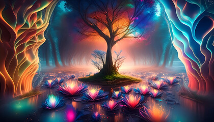 Wall Mural - tree in the night