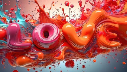 Wall Mural - Vibrant Splash of Love Typography Art