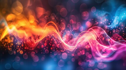 Wall Mural - Vibrant Abstract Light Wave with Bokeh Effect in Multicolored Spectrum - Perfect for Modern Design, Technology, and Creative Projects