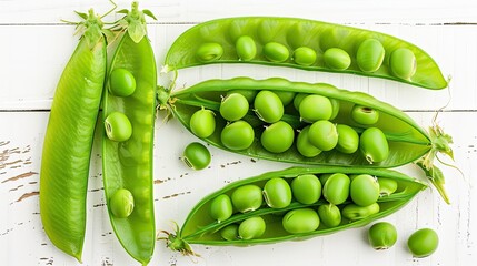Wall Mural - Peas are small, spherical seeds harvested from pods and consumed as vegetables.  