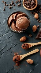Wall Mural - National Chocolate Ice-Cream Day concept with copy space