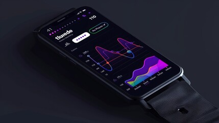 Poster - A smartphone screen showcasing a health app interface featuring a colorful line graph with multiple data points.