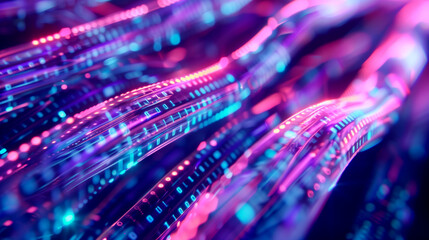 Poster - glowing internet cables information data flow, internet connectivity digital world networking