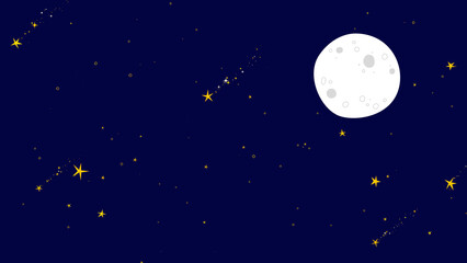 moon and stars glowing on night sky background, kids lullaby and nursery rhyme design element