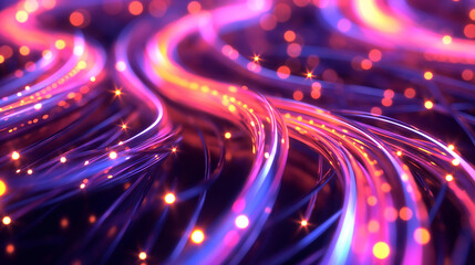Poster - glowing internet cables information data flow, internet connectivity digital world networking 