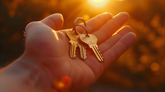 Hand Holding A Set Of Keys Symbolizes Unity And Strew, Generative Ai