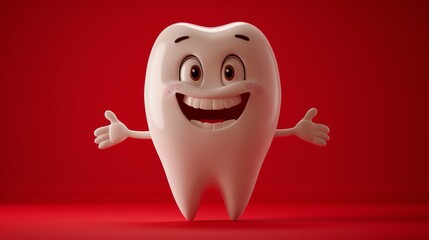 Wall Mural - Cute smiling cartoon character tooth