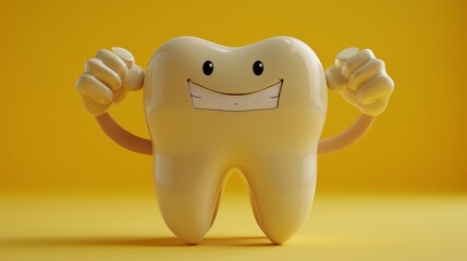 Wall Mural - Cute smiling cartoon character tooth