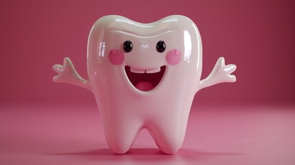 Wall Mural - Cute smiling cartoon character tooth