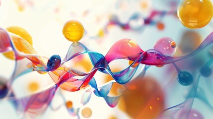 Poster - A surreal depiction of a molecular structure morphing into a human form, with flowing lines and vibrant colors, symbolizing the interconnectedness of life and matter.