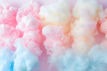 Poster - Colorful cotton candy in soft pastel color background, romantic pastel texture background