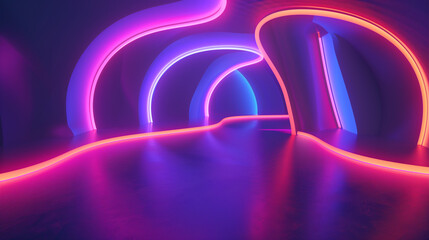 Poster - abstract background neon 3d shapes wallpaper, modern business background 