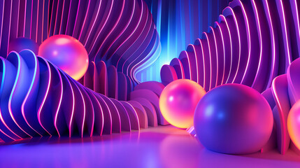 Fototapete - abstract background neon 3d shapes wallpaper, modern business background 