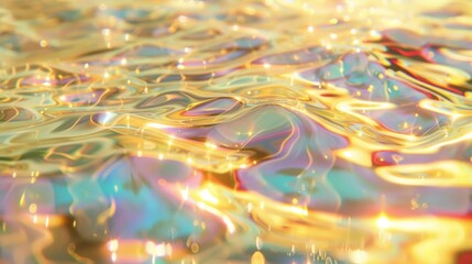 Gold liquid Texture: Holographic Ocean Scene Depicting Super Smooth Shiny Gold, graphic Design, banner design, brochure, pattern design, web, background template, wallpaper
