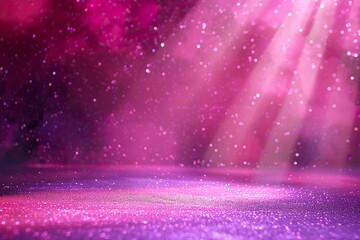 Wall Mural - Abstract pink background with bokeh lights and glitter, shining golden stage backdrop for product presentation
