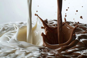Wall Mural - Generative AI Image of Vanilla Chocolate Milk is Poured and Mixed