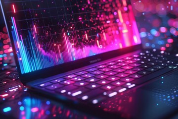 Wall Mural - Close up Laptop computer with RGB light for gaming