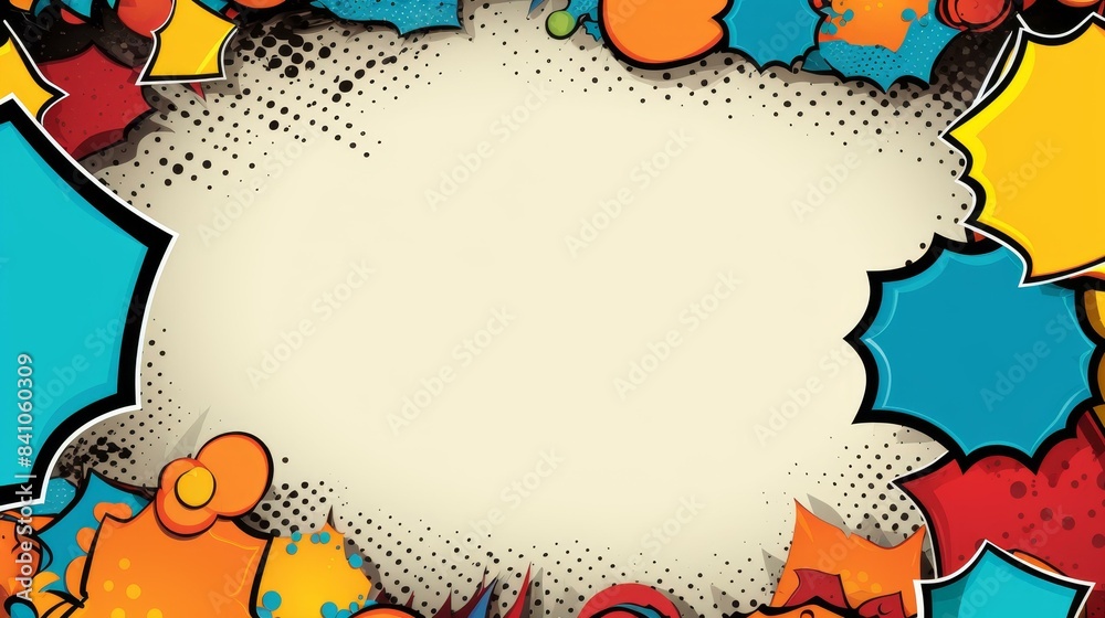 Vibrant background with comic book doodles of superheroes and speech ...