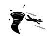 © adi yuhanggana - illustration people are dragged inside the tornado, the tornado destroys buildings