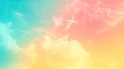 Poster - Vibrant pastel-colored sky with soft clouds, creating a serene and dreamy background for design and artistic purposes.