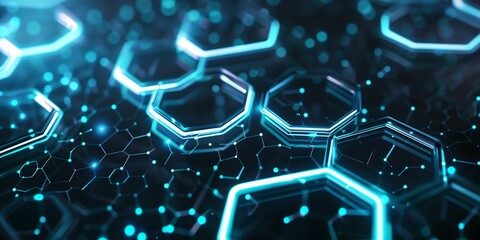 isolated hexagon hollogram platform, chemistry, UI, high tech,aspect ratio 2:1, banner, landing page, website background