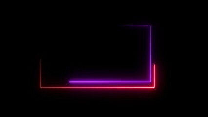 Wall Mural - Animated neon glowing rectangle frame background and seamless loop border. Futuristic light effect isolated on black background.