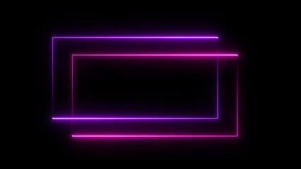 Wall Mural - Abstract neon rectangle frame animation background.