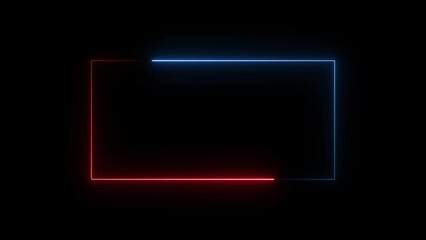 Wall Mural - Abstract neon rectangle frame animation background.