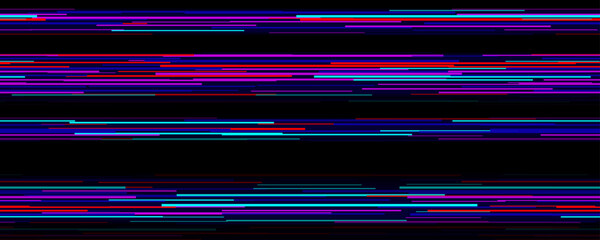 Poster - TV static noise texture. VHS video signal wallpaper with stripes, interferences or glitches. Neon glitch white noise background. Rippled grained television screen backdrop for poster, banner. Vector