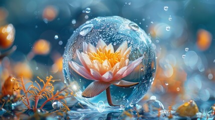 Wall Mural - a water droplet is captured in a glass vase with a white flower