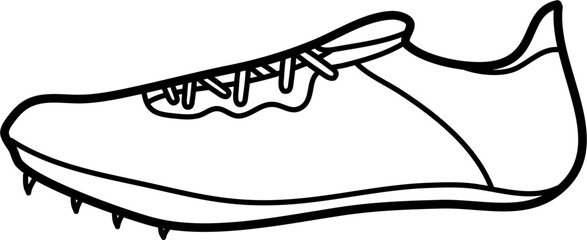 Poster - track spikes running shoes vector outline illustration