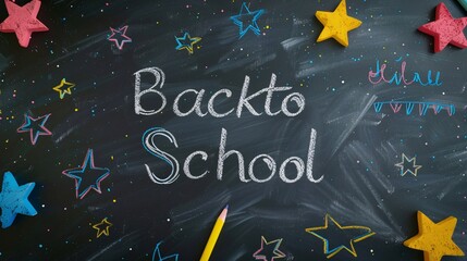 Back to School chalk on a blackboard background.