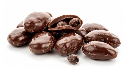 Wall Mural - chocolate-covered nuts Isolated on white background. sweet delicious desserts concept for designer