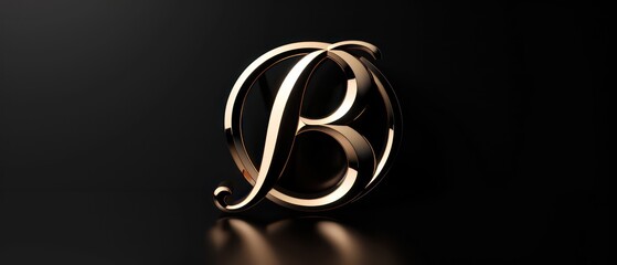 B initials elegant logo design, black background