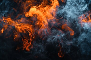 Wall Mural - A blue and orange smokey background with a lot of smoke