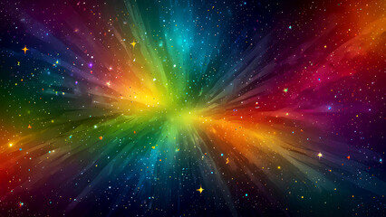 Leinwandbilder - Abstract colorful background with stars and rays. Vector illustration. Generative AI