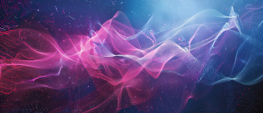 Abstract Digital Waves in Pink and Blue