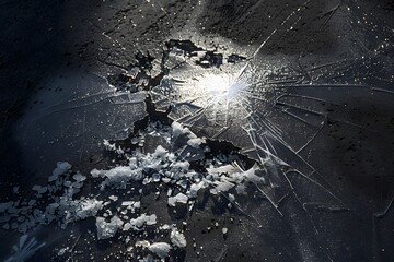 Wall Mural - Abstract Ice Surface with Cracks and Light