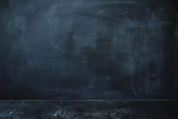 Poster - Dark Chalkboard Background With Wooden Floor