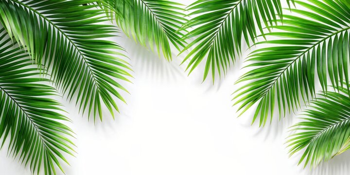 Palm leaves isolated on a white background, tropical, botanical, foliage, decoration, design element, lush, greenery, nature