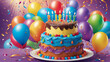 © Tahira - birthday party balloons-happy birthday party-birthday cake with balloons