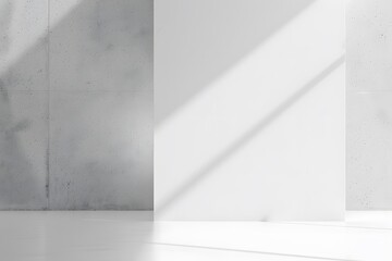 Wall Mural - Minimalist White Concrete Wall with Light