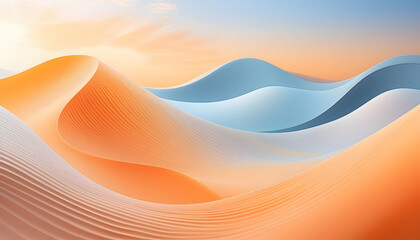 Wall Mural - Abstract orange, blanc, and blue background with waves - Generative Ai