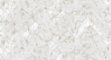 Wall Mural - White Marble Herringbone Tile Seamless Pattern